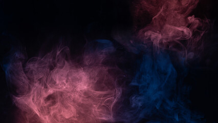 Blue and pink steam on a black background.