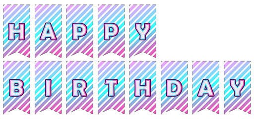 Happy birthday flags.  Diagonal stripes. Vector design