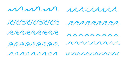 blue water wave line icon in the sea