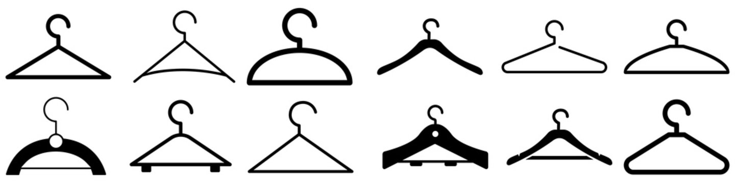 Wooden suit hanger vector icons set. Wooden icon. cloakroom illustration symbol collection.