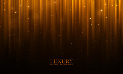 Luxury background with golden lines with glow. Various stars shine with a special light against a chic background.