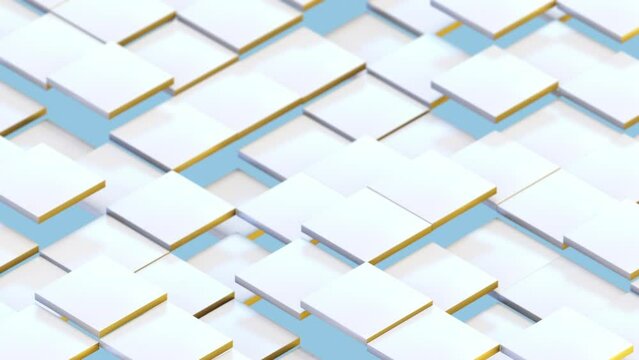 White Tiles, Squares or Building Blocks in Subtle Natural Motion. Minimal Geometric Seamless Looping Background Animation.   