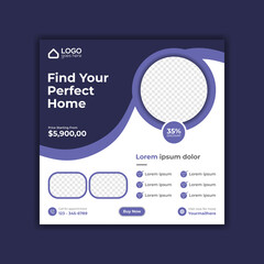 Real estate house social media post or square flyer template design