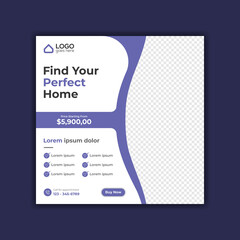 Real estate house social media post or square flyer template design