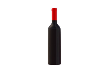 Bottle of wine isolated on white background. 3d render