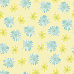 seamless twotone daisy blossom pattern background, greeting card or fabric