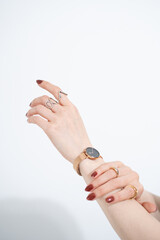 女性 手 ネイル 腕時計 指輪 腕