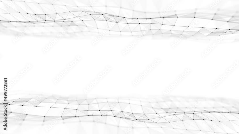 Poster dynamic double wave with connected dots and lines on a white background. digital wave background con