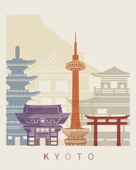 Kyoto skyline poster - obrazy, fototapety, plakaty