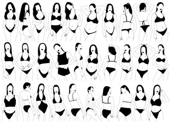 Bikini Girl Silhouettes - obrazy, fototapety, plakaty