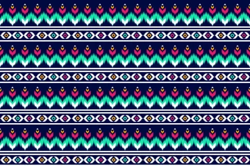 Wallpaper murals Boho Style Fabric ethnic pattern art. Ikat seamless pattern in tribal. American, Mexican style. Design for background, wallpaper, vector illustration, fabric, clothing, carpet, textile, batik, embroidery.
