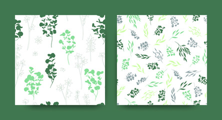 Seamless Floral Pattern. Tropical Flower Print. Summer Textile Design. Eucalyptus Pattern. Vector Palm Branches. Romantic Botanical Texture. Elegant Botanic Border. Exotic Eucalyptus Pattern.