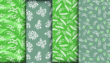 Lily of the Valley Seamless Fabric. Bud of Convallaria Majalis. Romantic Botanical Textile Print. Fresh Lily of the Valley. Summer Leaf Illustration. Flower Pattern. Lily of the Valley. - 499775612