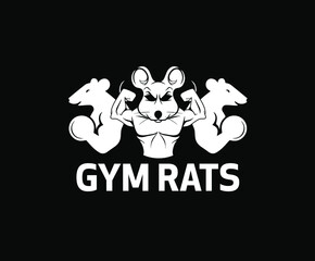 Mice fitness and gym logo design. rats icon