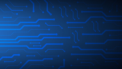 Hi-tech digital circuit board. AI pad and electrical lines connected on blue lighting background. futuristic technology design element concept