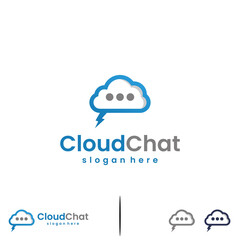 cloud chat logo design on isolated background, cloud combine with bubble speech logo concept