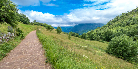 Fototapeta na wymiar Central Massif from Sotres, Picos de Europa National Park, Asturias, Spain, Europe