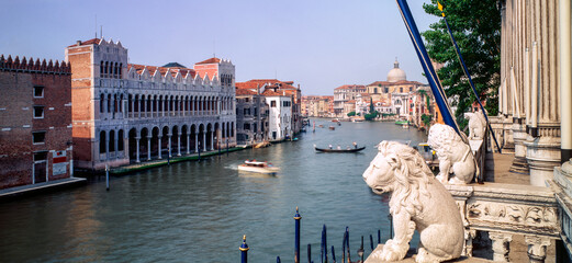 Venezia. Canal Grande. Veduta verso il Fondego dei Turchi da balcone di Palazzo Vendramin Calergi