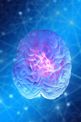 human brain from above and electric activity inside it