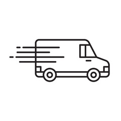 Shipping fast delivery van icon symbol, Pictogram flat outline design for apps and websites, Isolated on white background, Vector illustration