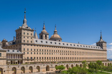 Fototapeta na wymiar Royal Monastery of San Lorenzo de El Escorial. South façade. Located in the Community of Madrid, Spain, in the town of El Escorial. Built in the sixteenth century and declared a World Heritage Site.