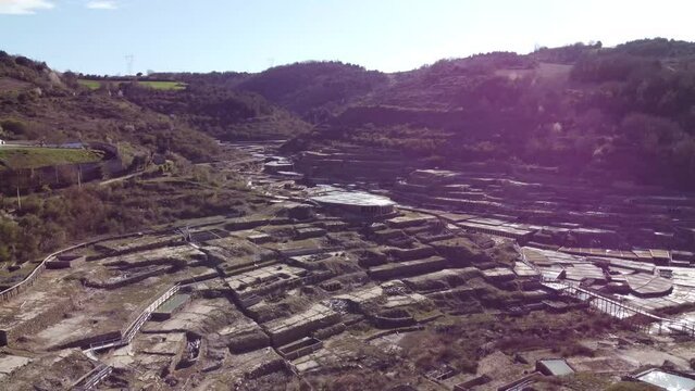 salted flats seen from above in A&ntilde;ana, Alava, spain