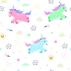 Unicorn seamless pattern illustration