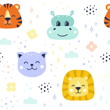 funny animals seamless pattern