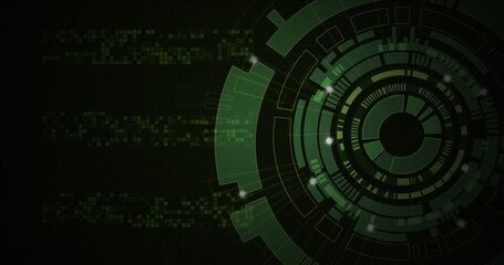 Image of moving circles with light spots on black background