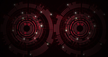 Image of moving circles with light spots on black background