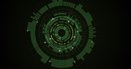 Image of moving circles with light spots on black background