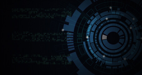 Image of moving circles with light spots on black background