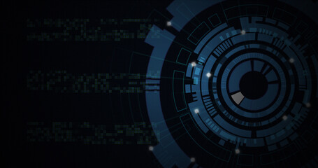 Obraz premium Image of moving circles with light spots on black background