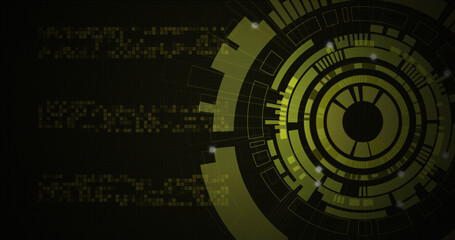 Image of moving circles with light spots on black background