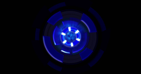 Image of blue circular interfaces spinning over black background