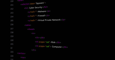 Image of computer data processing over black background