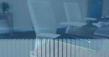 Image of data processing over empty office