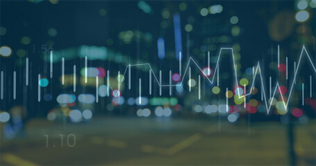 Image of data processing over cityscape