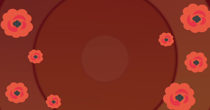 Image of flowers over red circles