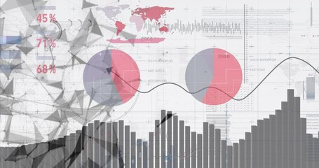 Animation of data processing over white background - Powered by Adobe