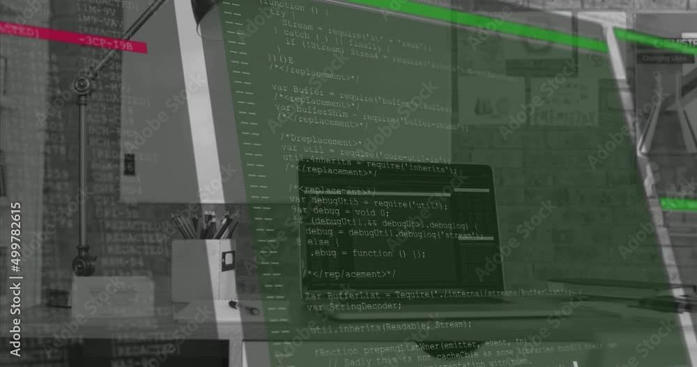 Poster animation of data processing over office