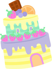 Colorful cake with cream decoration