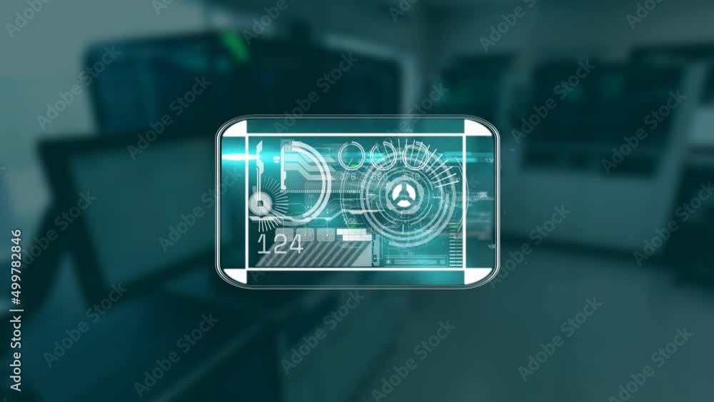 Poster animation of data processing over office