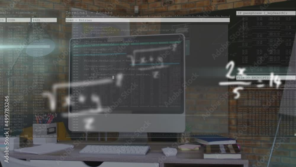 Aufkleber animation of data processing over office