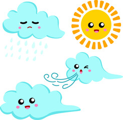 Cloudy with wind and rain on a sunny day