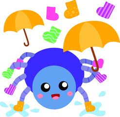 cute spider with socks and umbrella