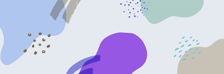 Beautiful pastel social media banner template with minimal abstract organic shapes composition in trendy contemporary collage style