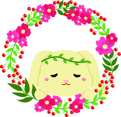 Cute Rabbit Flower Wreath 