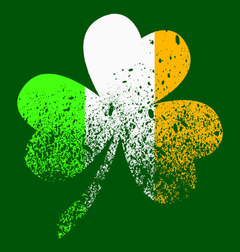Irish Flag Clover. Symbol of luck. Vector illustration.