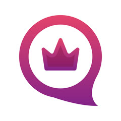 chat crown gradient logo design template icon